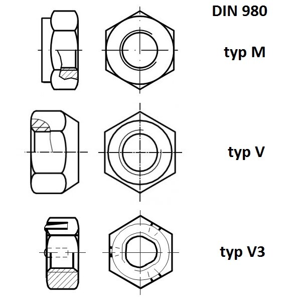 DIN 980,DIN 982 matice poistné šesťhranné - matice | MasMasaryk