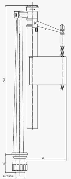splachovací plavák bočný 1/2" FALCON NEW TNV4-B 1/2" - Príslušenstvo k WC | MasMasaryk