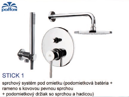 vodovodná batéria SK spr set STICK 1 (bat.ram.pev.sprcha.držiak. had.ruč) - Podomietkové batérie | MasMasaryk