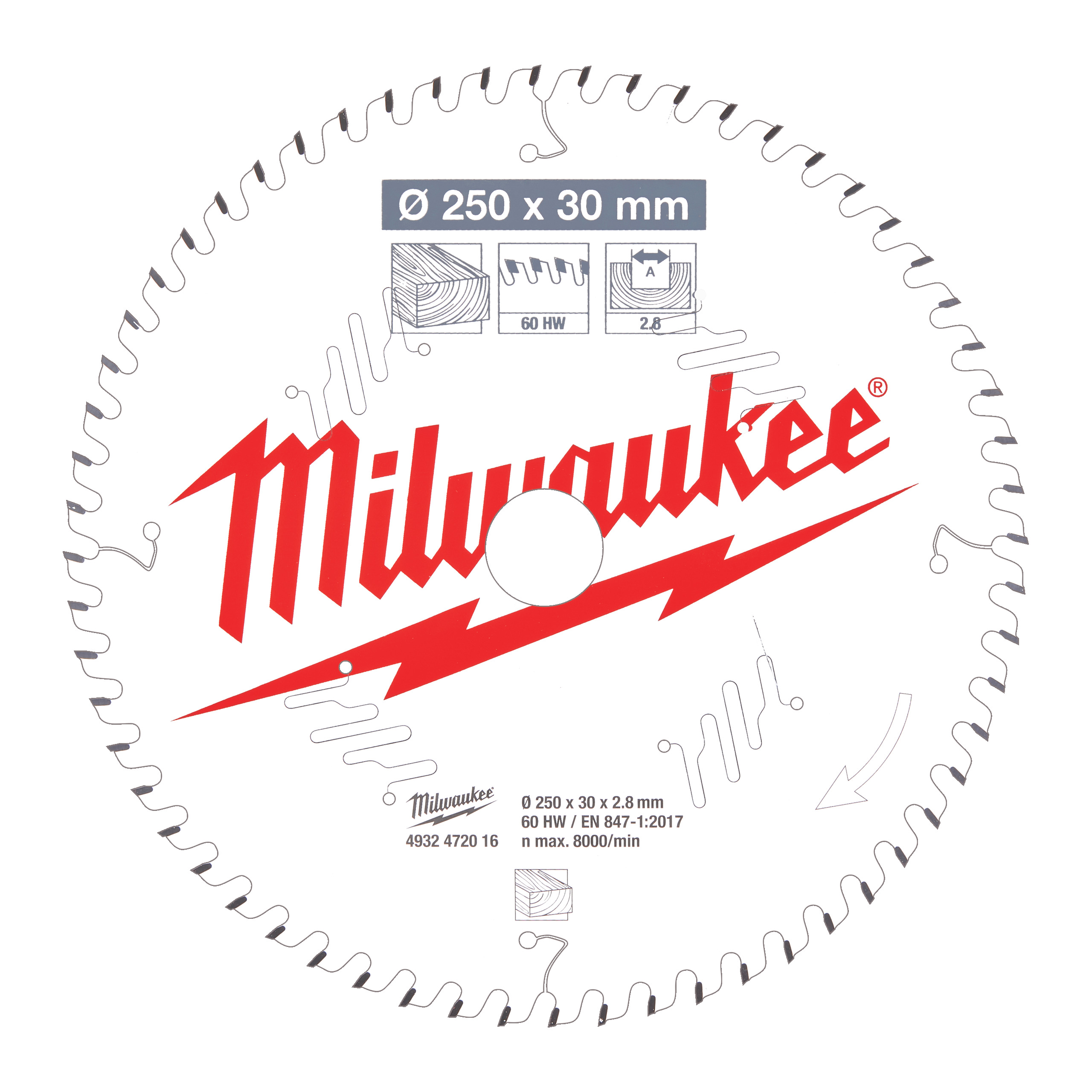 Milwaukee kotúč pilový drevo 250x30mm/60Z 4932472016 - Pilové | MasMasaryk