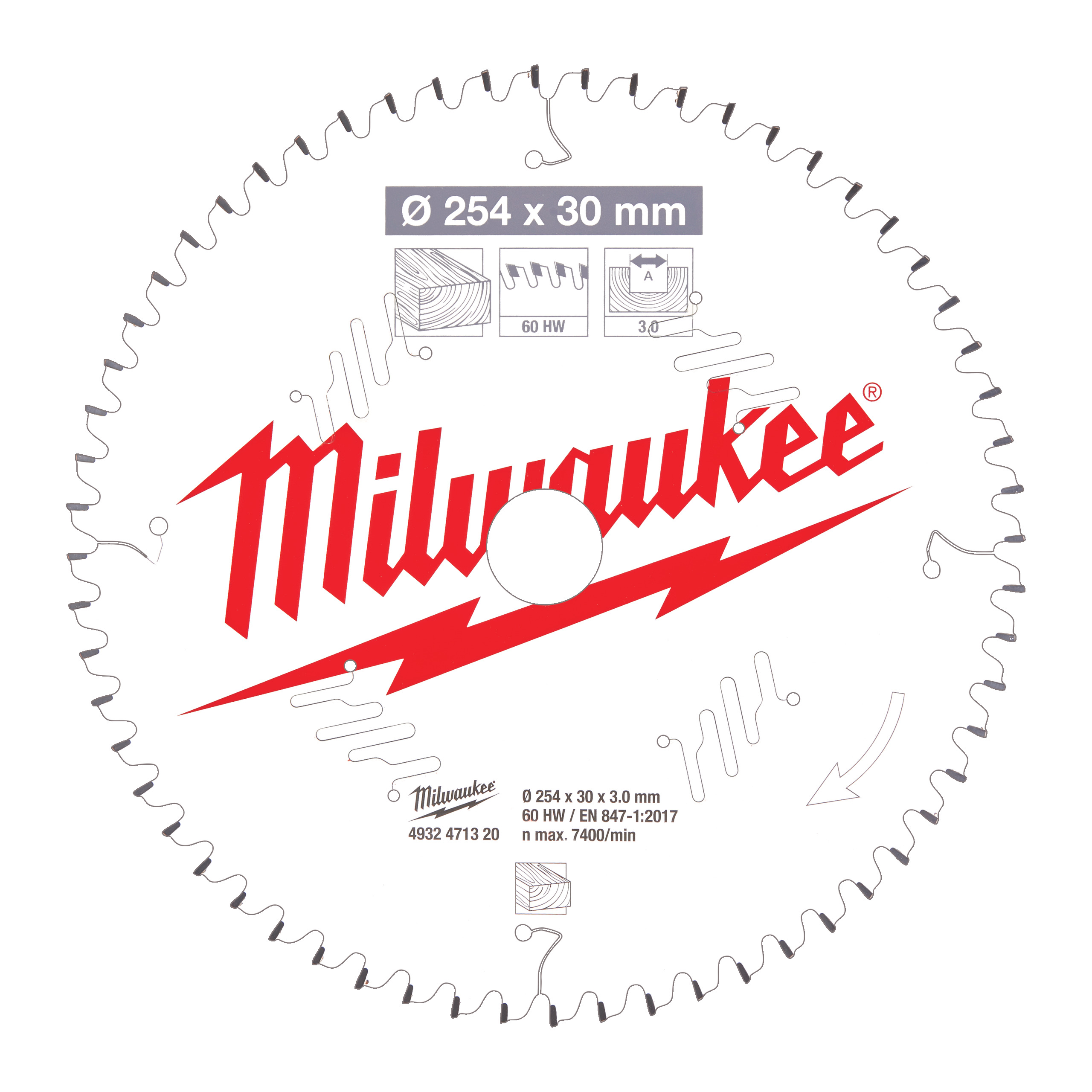 Milwaukee kotúč pilový drevo 254x30mm/60Z 4932471320 - Pilové | MasMasaryk