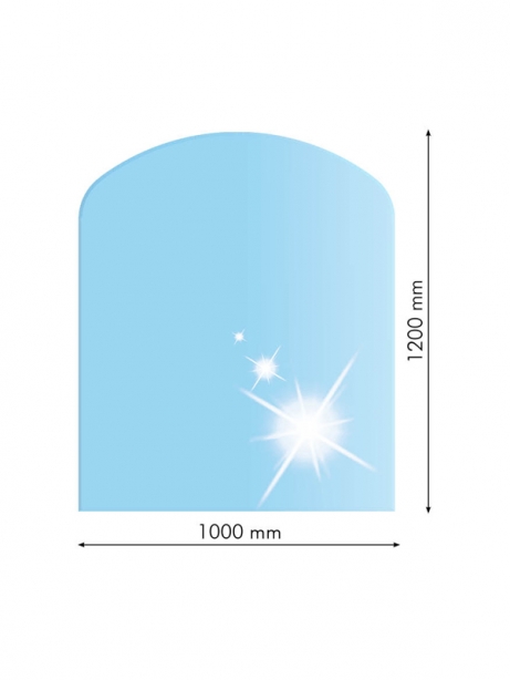 sklo pod kachle 100x120 8mm  skosený obluk 21.02.882.2 - sklá pod kachle | MasMasaryk