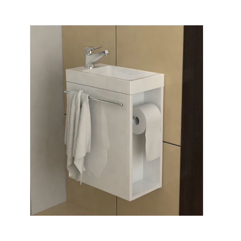 nábytok VEDEA40SET 2 v 1 skrinka biela s drž. na WC pap. + umýv. 40x21,5 (demont) - Skrinka s umyvadlom  | MasMasaryk