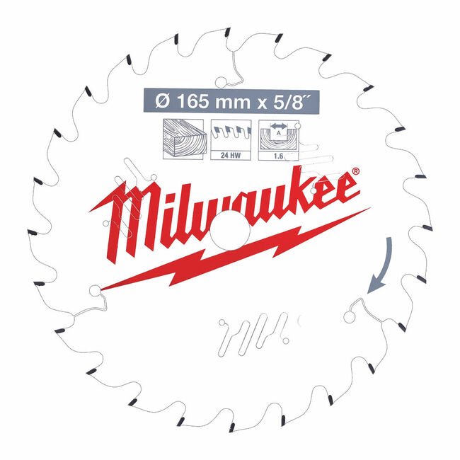 Milwaukee kotúč pilový drevo 165x15,87x1,6mm/24Z 4932471311 - Pilové | MasMasaryk