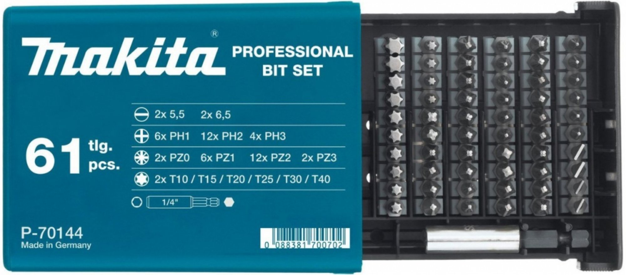 MAKITA sada bitov PROFI  61ks rôzne P-70144