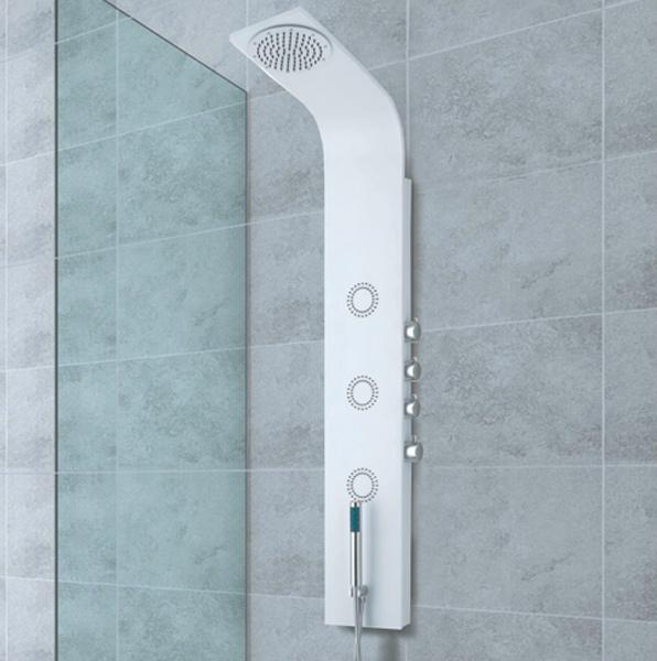 sprchový panel  IBIZA 1350x200 lesklý biely,termostatická batéria  AQUATEK  - Sprchové batérie | MasMasaryk