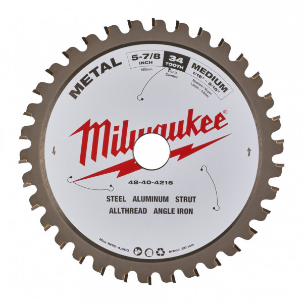Milwaukee kotúč pilový kov 150/20mm/34Z  4932479554 - Pilové | MasMasaryk