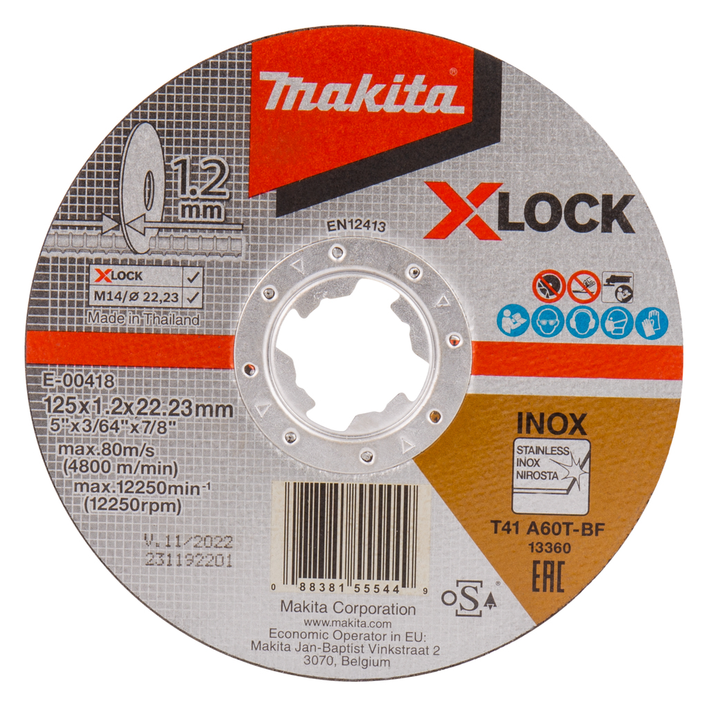MAKITA kotúč rezný nerez/kov X-LOCK 125x1.0 E-00418 - Kov | MasMasaryk