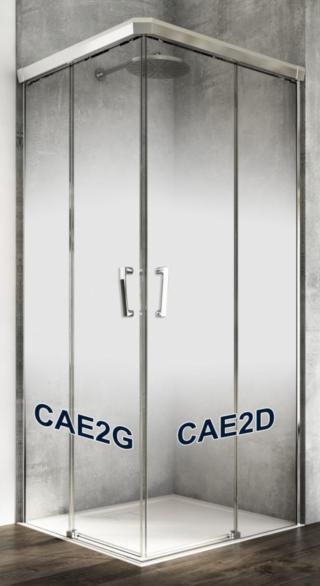 sprchový kút CADURA CAE2 G 090 50 68 rohový vstup s dvojdielnymi posuvnými dverami, ľavá strana, sklo Shade - Sprchové kúty a zásteny | MasMasaryk
