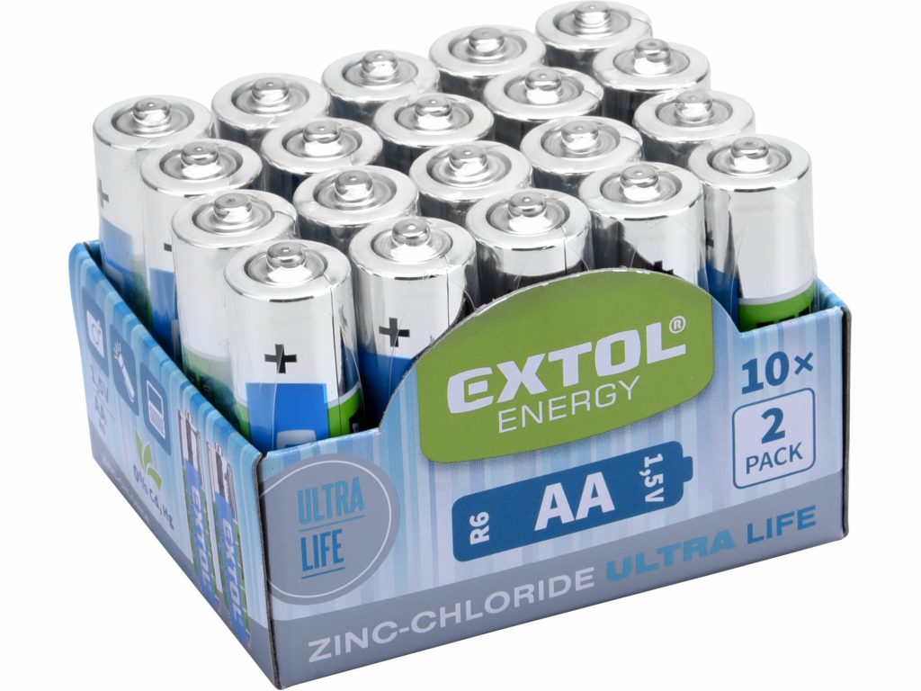 Batéria Zinc/chlorid 20ks 1,5V typ  AA EXTOL ENERGY - batérie /monočlánky/ | MasMasaryk