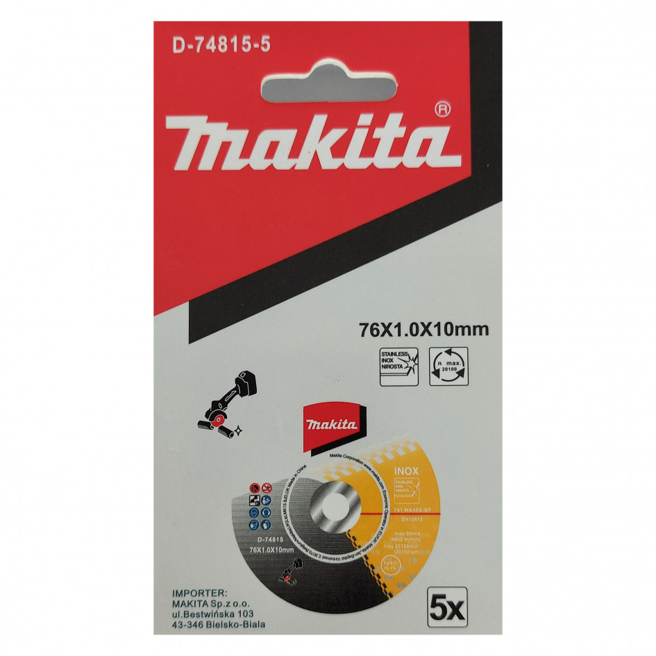 MAKITA kotúč rezný nerez/kov 76 x 1,0 x 10 5 ks D-74815-5