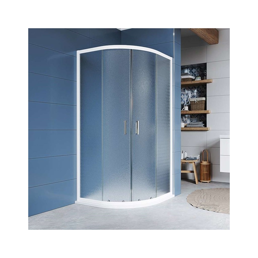 sprchový kút KORA 90 BIELY  1/4kruh 90x90x185  CK35101Z sklo Grape