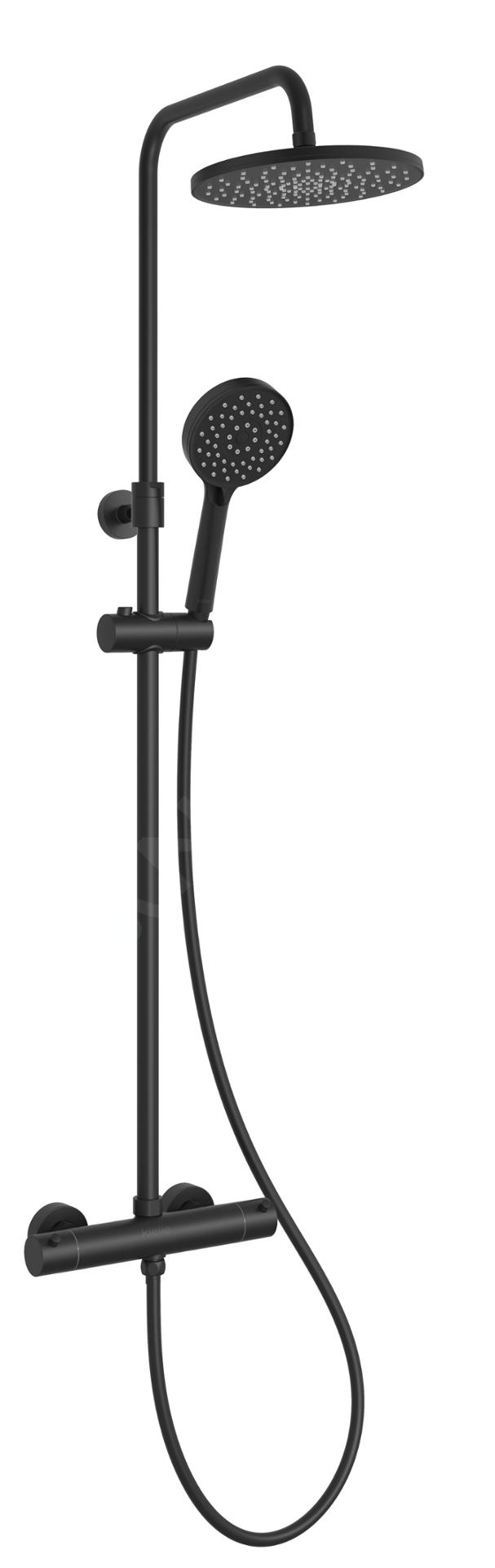 vodovodná batéria KIELLE OUDEE 20602024 termostatický sprchový set čierna matná , 3-pol. ružica, hlav. 228mm - Sprchové batérie | MasMasaryk