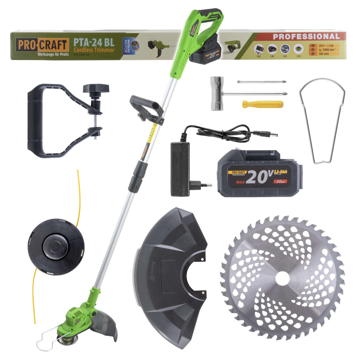 PROCRAFT AKU vyžínač PTA24 BL  1x 4,0akumul. a nabíjačka