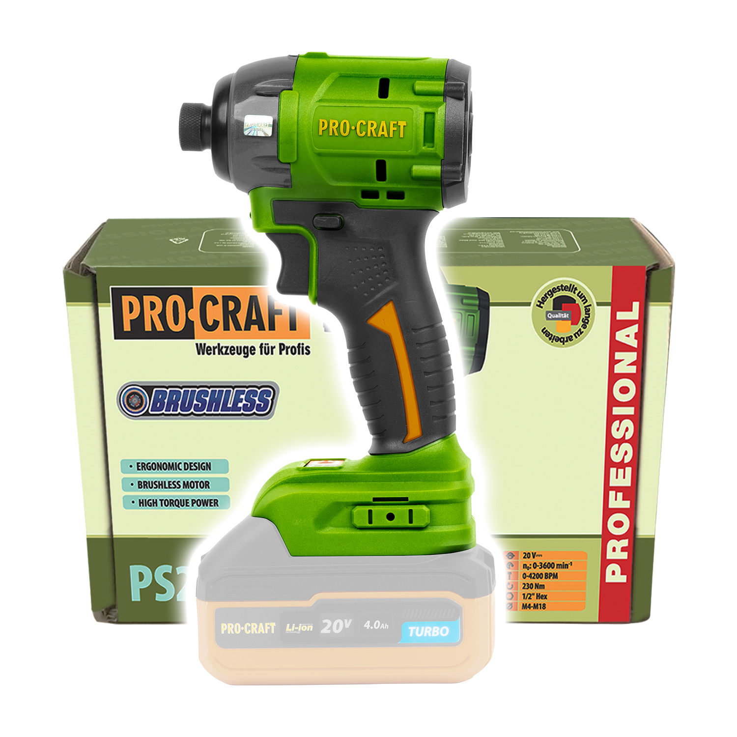 PROCRAFT AKU rázový uťahovák  PS22bb  20V 230Nm bez batérie a  nabíjačky