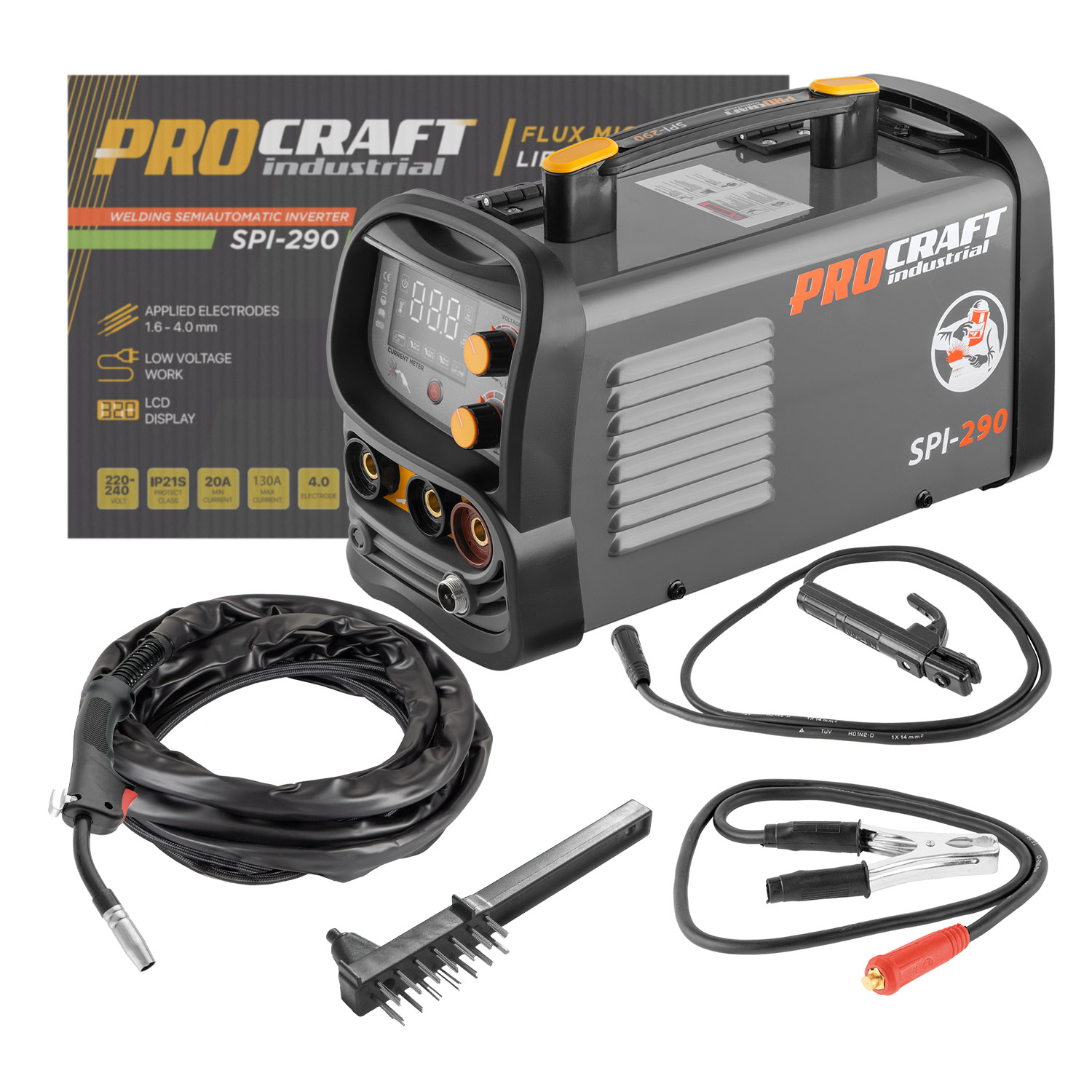 Procraft zváračka trubičkový drôt SPI-290 s kuklou SHP100-90