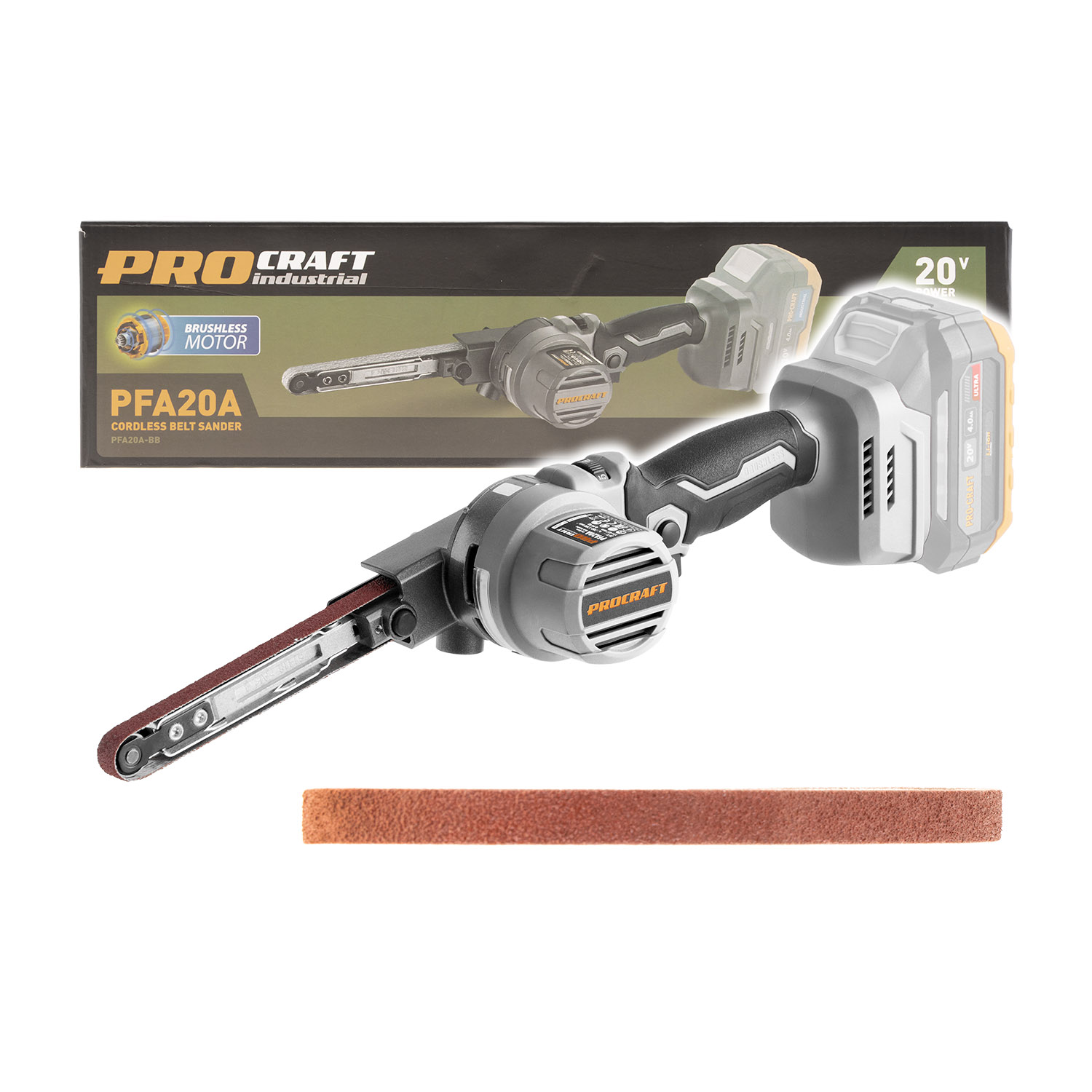 Procraft AKU Pásová pilníková brúska Industrial PFA20A-bb (bez batérie a nabíjačky)