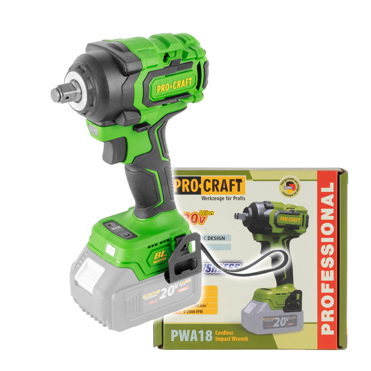 PROCRAFT AKU rázový uťahovák PWA18bb 20V 550Nm