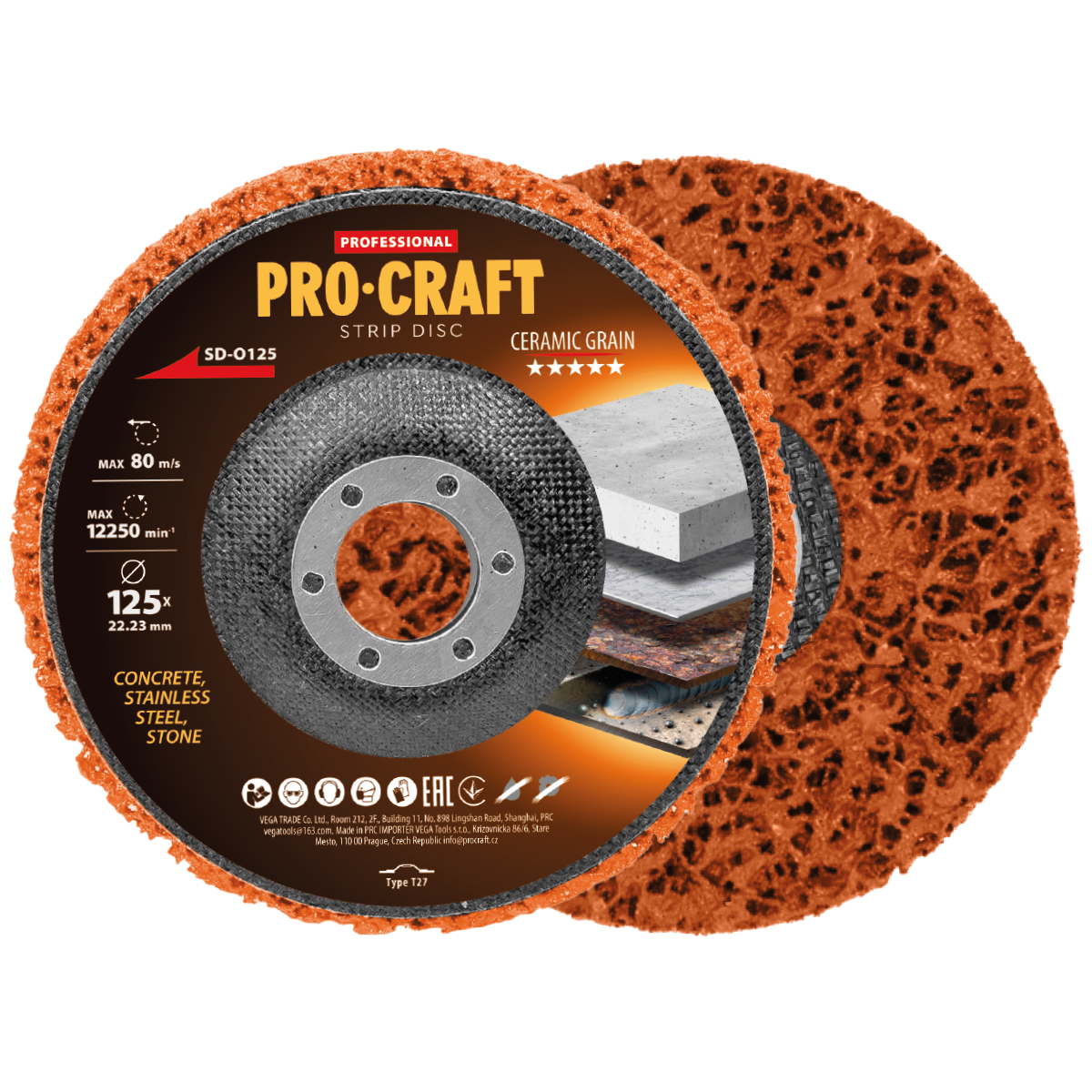 kotúč čistiaci 125mm extra hrubý oranžový - ceramic 