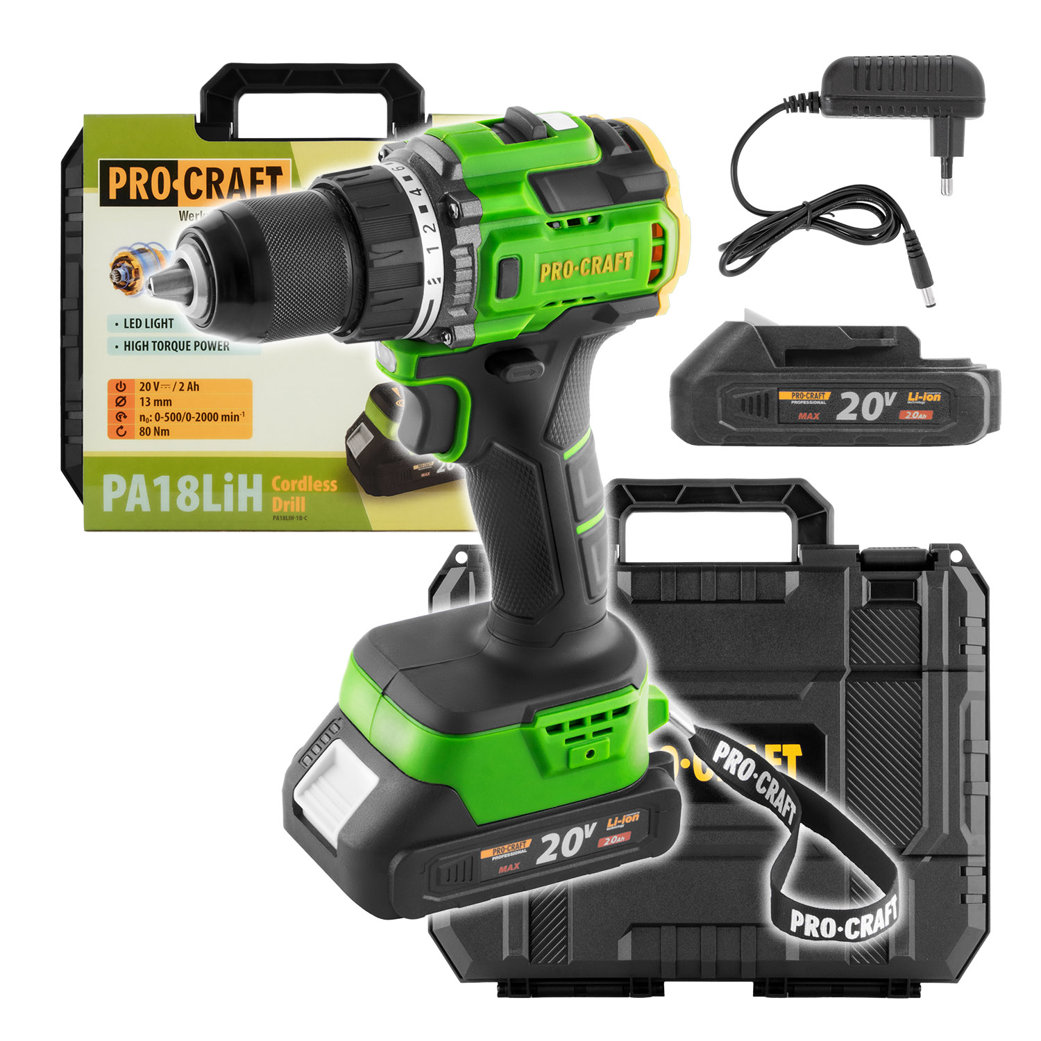 PROCRAFT AKU skrutkovač PA18LiH-1B-C 20V 1x 2,0Ah 