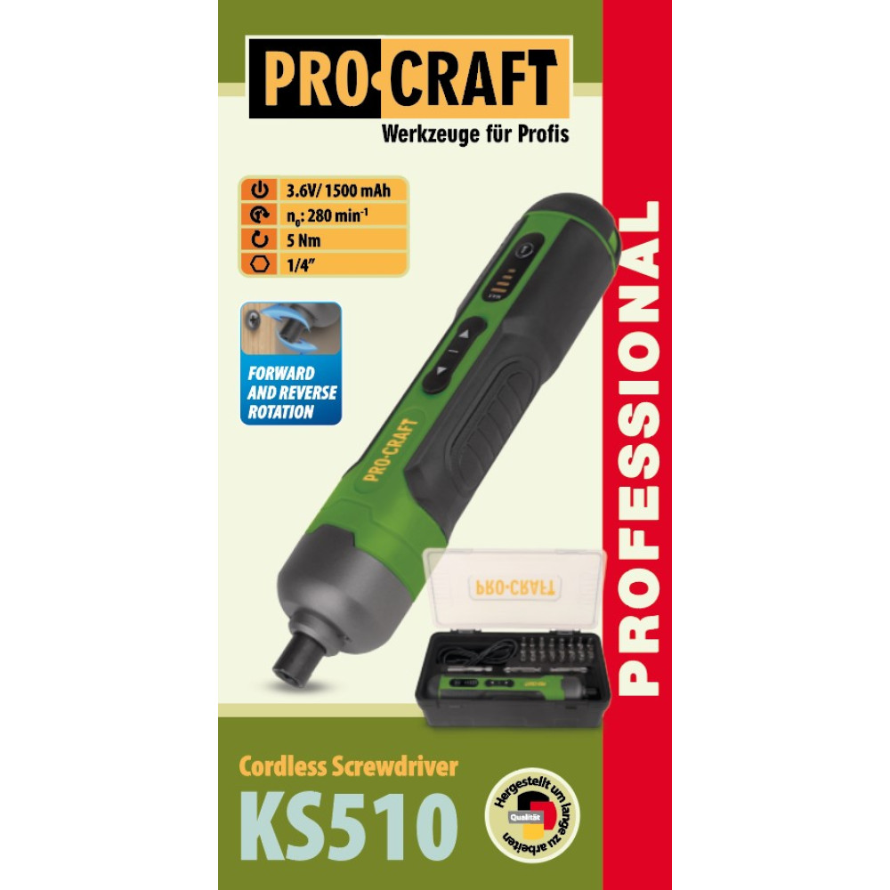 PROCRAFT AKU skrutkovač KS510