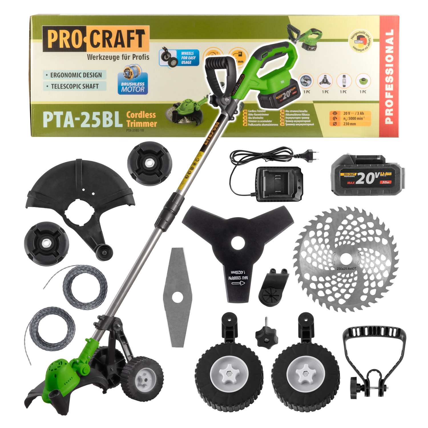 PROCRAFT AKU vyžínač PTA-25BL-1B  1x3,0Ah 