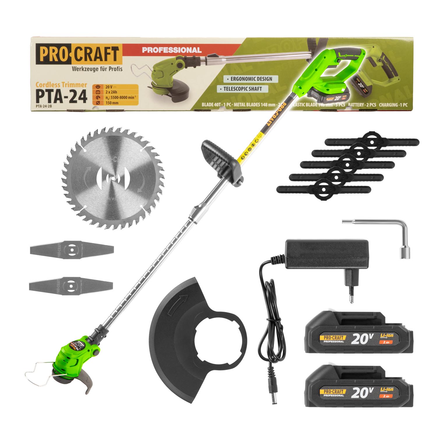 PROCRAFT AKU vyžínač PTA24   2x 1,5 akumul. a nabíjačka