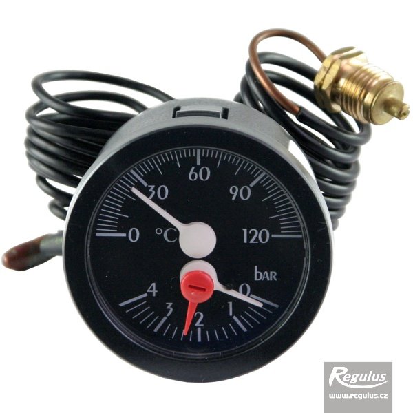 REGULUS  termomanometer 0-120°C  0-4bar pr.57,5mm kapilára 1m čierny  272