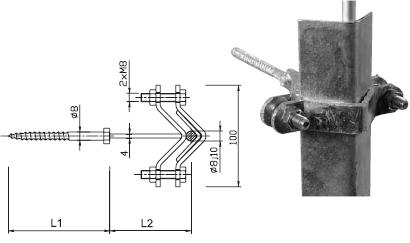 Bleskozvod držiak DOU vrut.3 FeZn so 180mm stredovým vrutom (l=260mm) - bleskozvody | MasMasaryk