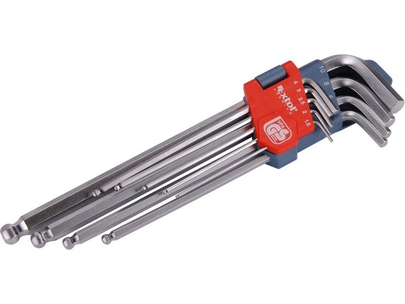 EXTOL kľúč imbusový  sada  s guličkou predľžené,1,5-10mm, 9dielna  - kľúče | MasMasaryk