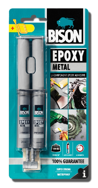 lepidlo Epoxy dvojzložk.tekutý kov v striekačke 24 ml Bison  90010 - Lepidlá na kov | MasMasaryk