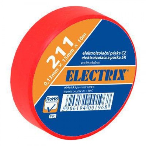 páska izolačná 10mx15mm 211 červená - Elektrikárske izolačné pásky | MasMasaryk