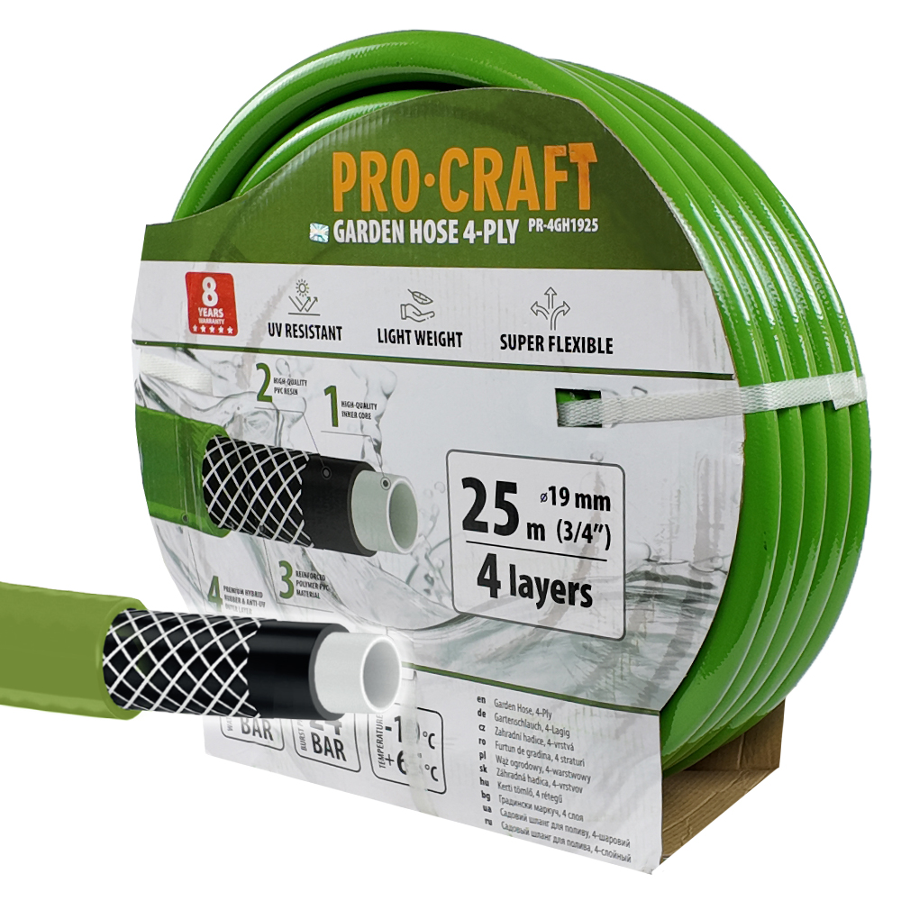 PROCRAFT Záhradná hadica PR-4GH1925 4 vrstvy, 3/4" 25 m