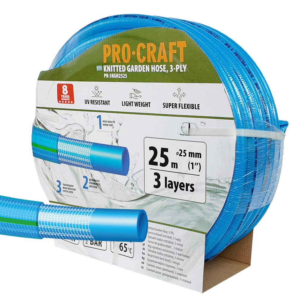 PROCRAFT Záhradná hadica PR-3KGH2525 3 vrstvy, 1" 25 m