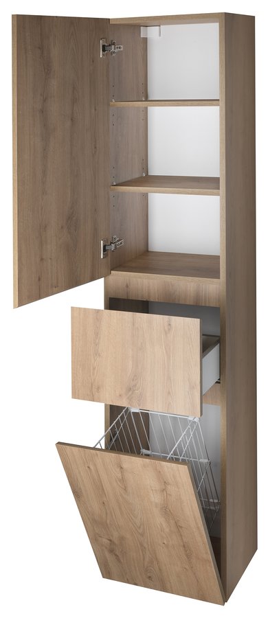 nábytok AQUALINE ALTAIR Al485L vysoká skrinka s košom 40x184x31cm, dub emporio