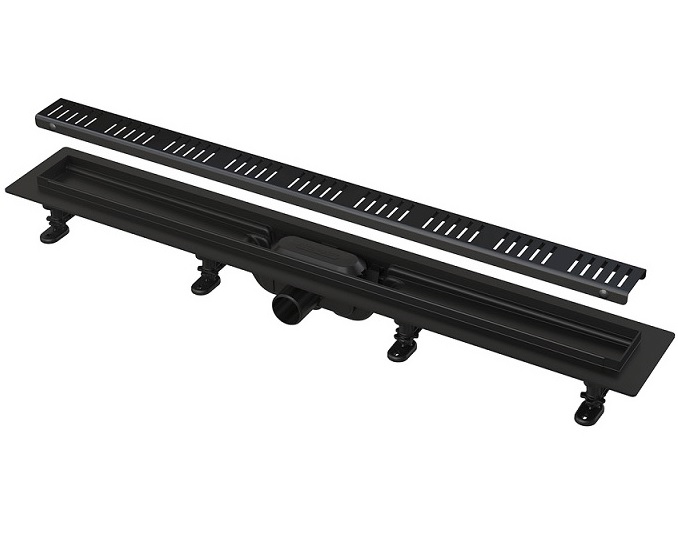 sprchový žlab ALCA APZ10BLACK-650 Simple, matný čierny plast